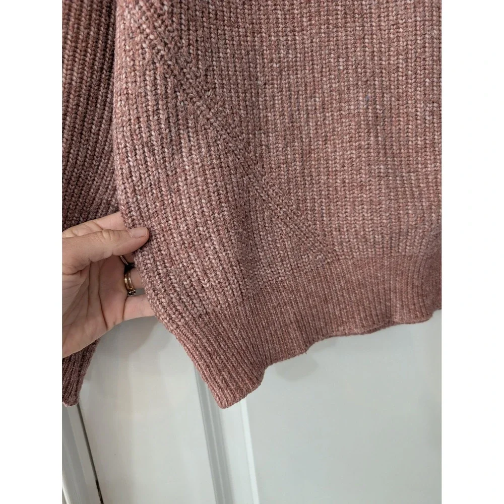 Modern Citizen Womens Pink Marl Ribbed Crewneck Sweater medium minimalist